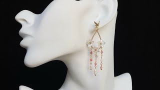 Wirewrapped flowers drop earrings making#handmadejewelry #earrings #earringslover #earringsdesign