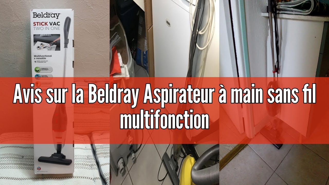 Beldray Aspirateur à Main Sans Fil 2 En 1 Multifonction - 600W Réservoir 1L Filtre HEPA Gris Aspirateur Balai Sans Sac