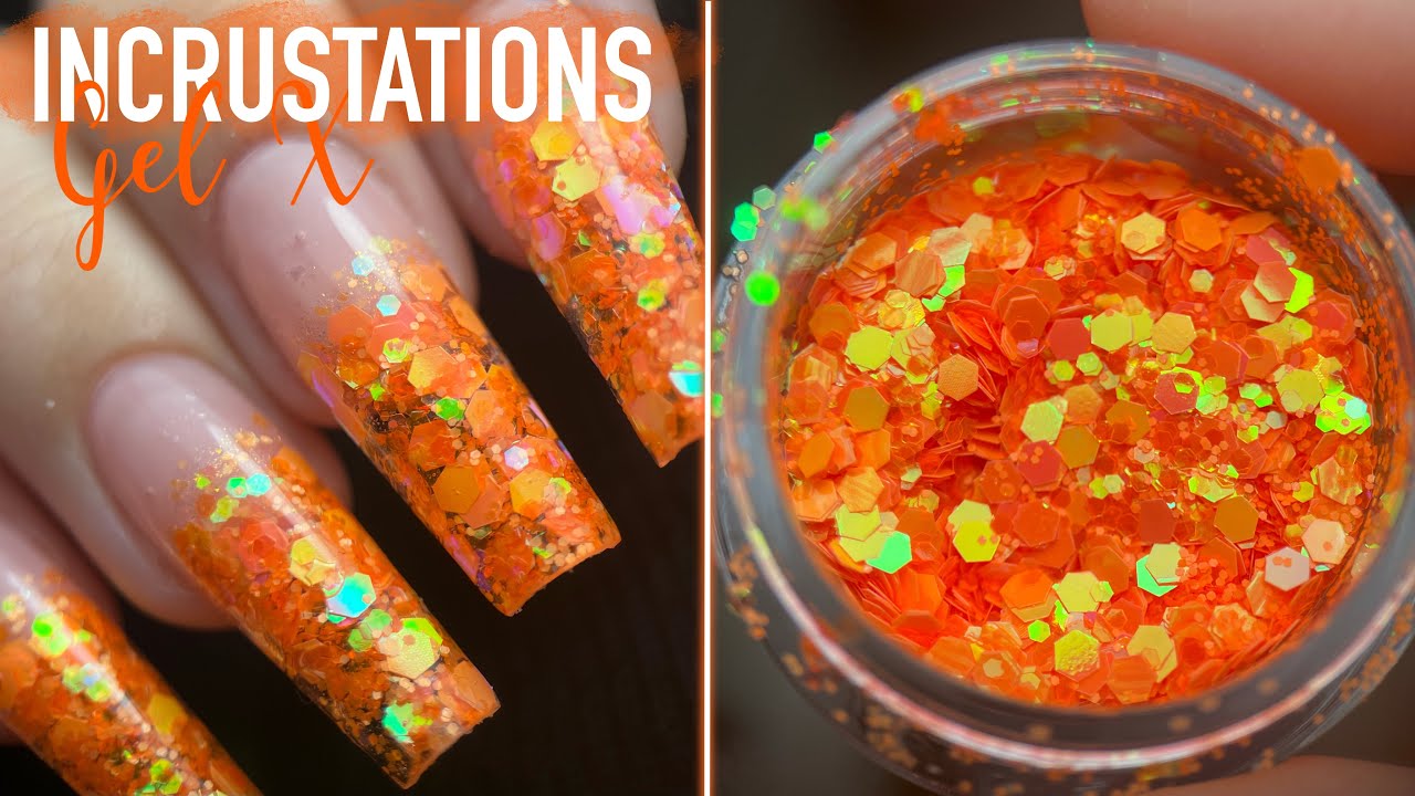 TUTO - Incrustations de paillettes en pose américaine/gel X ✨🧡