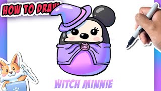 EASY to Draw Minnie Mouse Witch SQUISHMALLOW!