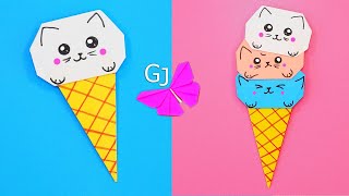 Кавайное Мороженное С Котиками Из Бумаги / Оригами Мороженое Котики