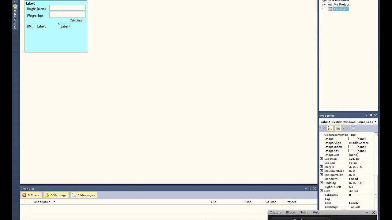 New BMI Calculator Visual Basic