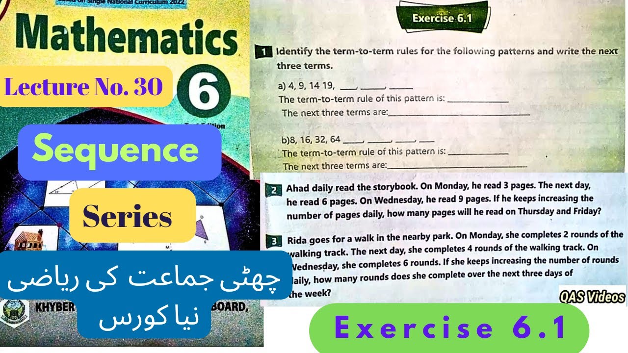 6th Class Math | Exercise 6.1 | Sequence and Series | Term to Term Rule ...