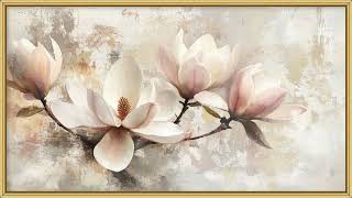 Blush Magnolia Gold Frame Art • 4K Grunge Elegance Samsung Frame TV & Modern Decor 2 Hrs No Sound screenshot 1