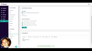 Email Settings in Shaker