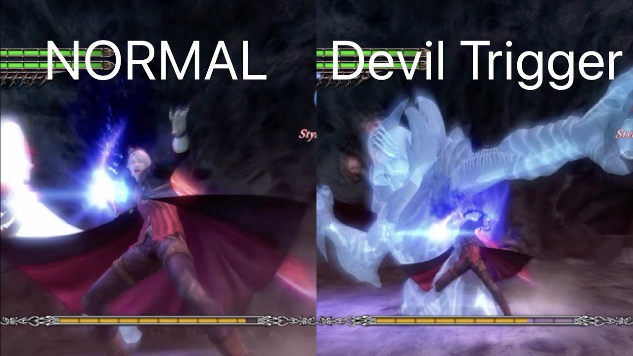 Devil May Cry 4 Nero all buster comparison Normal vs Devil Trigger