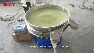Comparison of the effects of rotary vibration screen + ultrasonic sieving matcha powder.