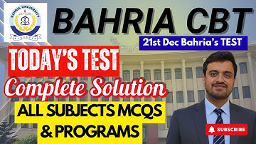 Bahria University CBT Paper 21st December 2025 | Compete Paper  Solution | Bahria CBT Past Papers