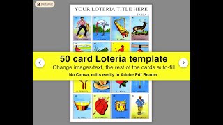 Custom Picture Bingo Adobe form field PDF template