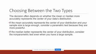 Parametric versus Nonparametric Tests