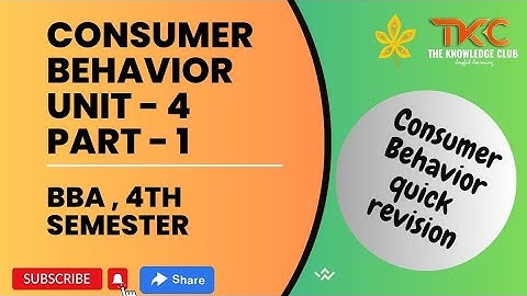 Consumer Behavior | Unit - 4 | Part - 1 | BBA | #bba #ccsu #4thsem
