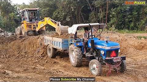 JCB Backhoe Cutting Mud and Loading into Tractor | JCB Working in Rural Village | 4K Video