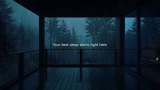Intense Rainfall on Cabin Balcony with Deep Forest Echo at Night