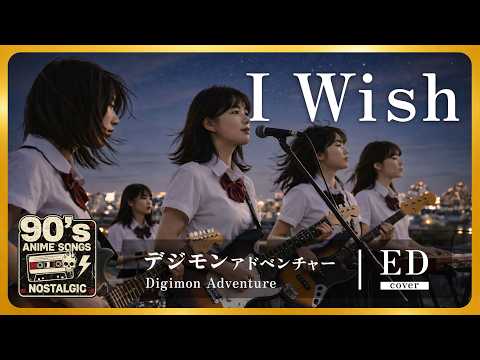 デジモンアドベンチャー ED｜I Wish（前田 愛）｜90年代アニソンを女子高生バンドカバー（オルタナティブロック）【AI cover】Anisong Digimon Adventure