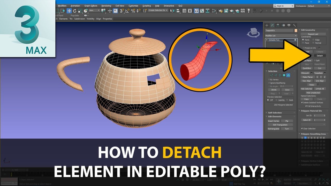 How To Detach Element In Editable Object in 3Ds max / Tutorial - YouTube