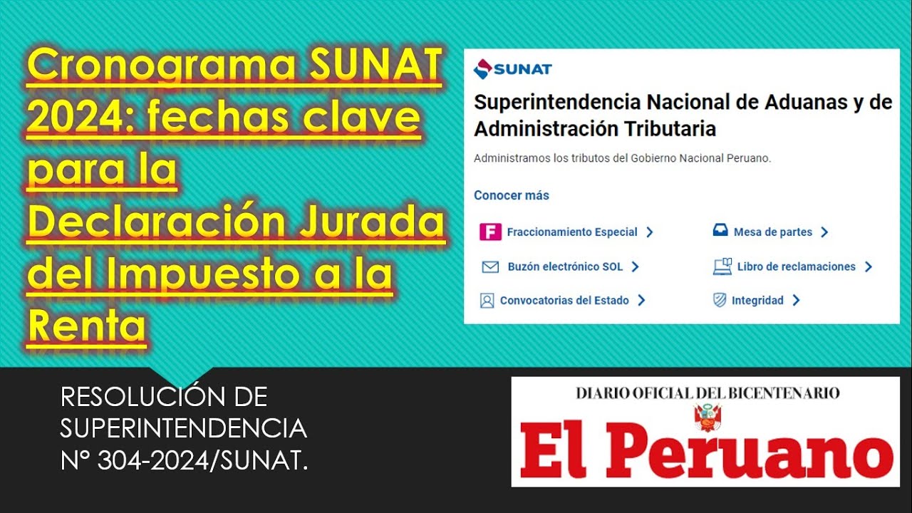 Cronograma Declaracion Anual 2024 - SUNAT - YouTube