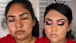 Quinceañera Make over - Quinceanera Makeup - Cut crease - Rose Gold Eyeshadow - Before and After