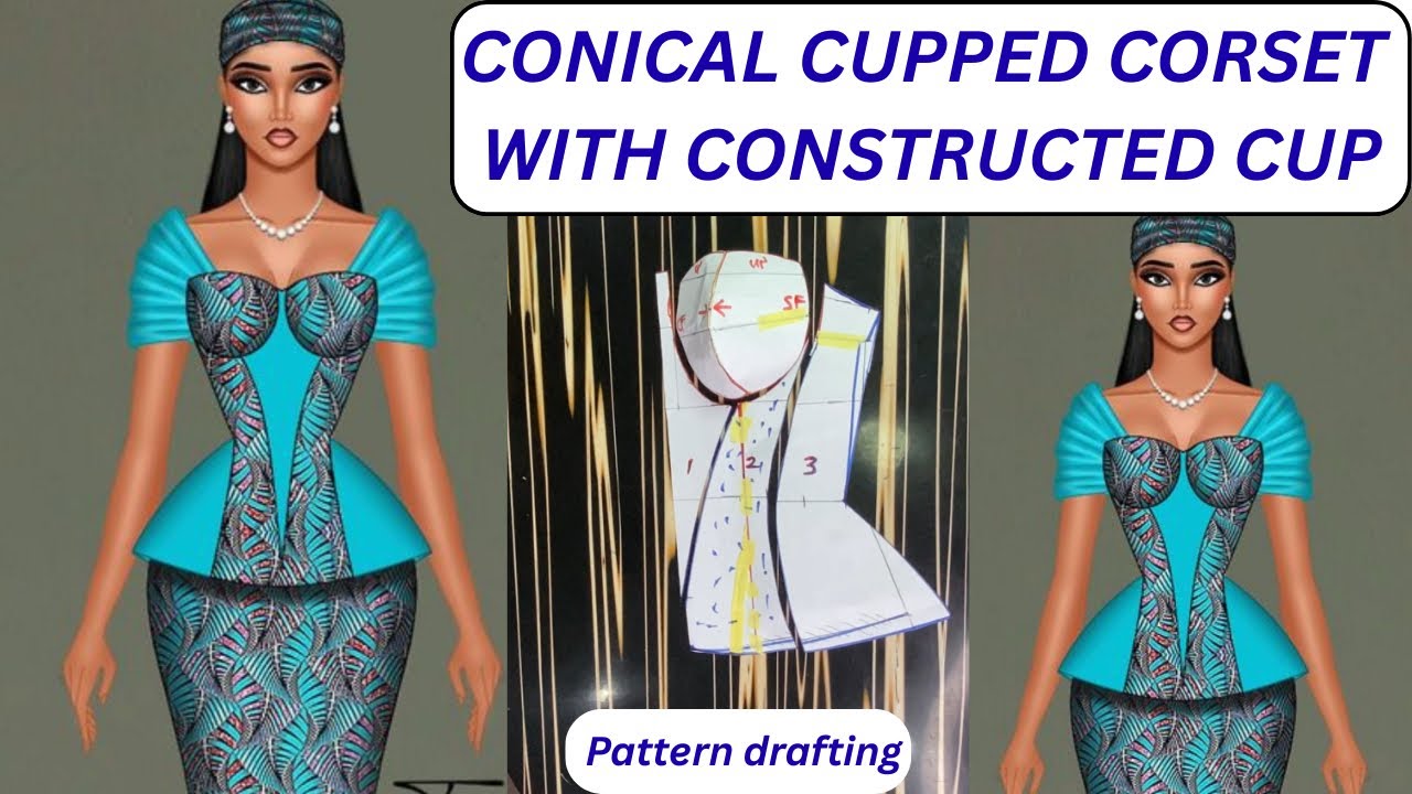 Корсет с коническими чашечками и встроенным бюстгальтером | Корсет с увеличенными бедрами | Разра...