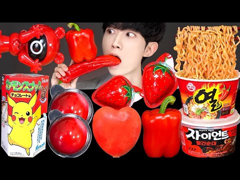 ASMR ICE CREAM <strong>SPICY</strong> <strong>RED</strong> FOOD PARTY 직접 만든 레드 아이스크림 라면 젤리 먹방 DESSERTS JELLY MUKBANG EATING SOUNDS