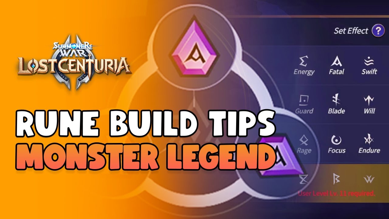 GUIDE RUNE BUILD MONSTER LEGEND - Summoners War: Lost Centuria
