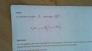 Transition metals 2  - shapes of complexes