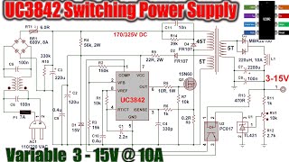 UC3842 Switching Power Supply For Battery Charger 3-15V 10A