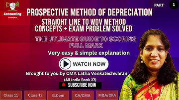 Depreciation Change - Prospective Method |  Straight Line to WDV | Concepts + Exam Problem Solved
