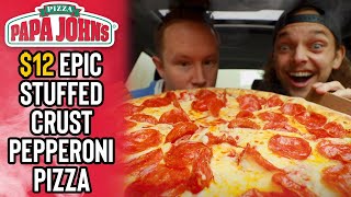 Eating Papa John's $12 Epic Stuffed Crust Pepperoni Pizza 🍕