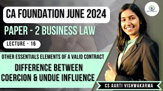 Lecture : 16 Difference between coercion & undue influence | CS Aarti Vishwakarma