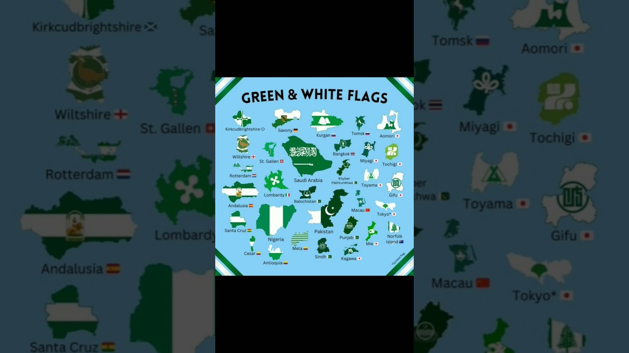 🔥Green & White Flags from Around the World 🌍