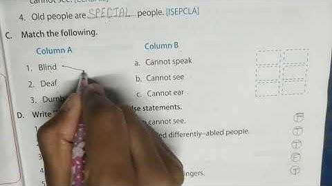 CLASS 3rd ENVIRONMENTAL SCIENCE (EVS) Chapter 2 People with Special Needs, Exercise