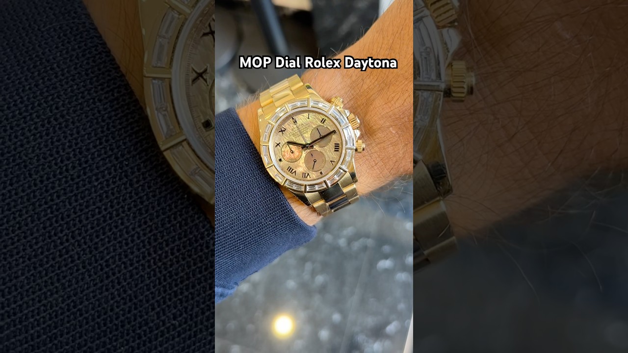 Mother of Pearl Dial Rolex Daytona with factory baguette cut diamond bezel Luxury Watches Uhren