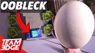 GIANT Ostrich Egg vs. Oobleck from Warehouse Roof!!