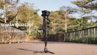 KX3232Q6 Camera Monopod with Feet, 74.8 Inch Aluminum Telescopic Travel Monopod with Removable Base