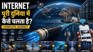 Internet पूरी दुनिया में कैसे चलता है?|Undersea Cables, Data Centers &amp; Satellites Explained in Hindi