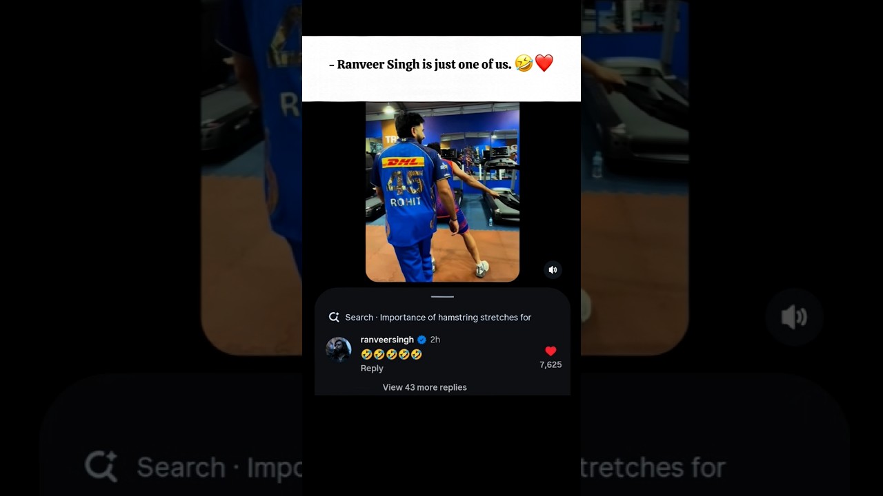 Ranveer Singh’s Funny Reaction To Rohit Sharma’s Gym Stretching Moment🤣❤️| #shortsfeed #rohitsharma