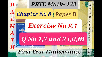 DAE Math-123 Ex # 8.1 Q No 1,2 and 3 (i) , (ii) (iii) Applied Maths-I Smart Syllabus 1st Year PaperB