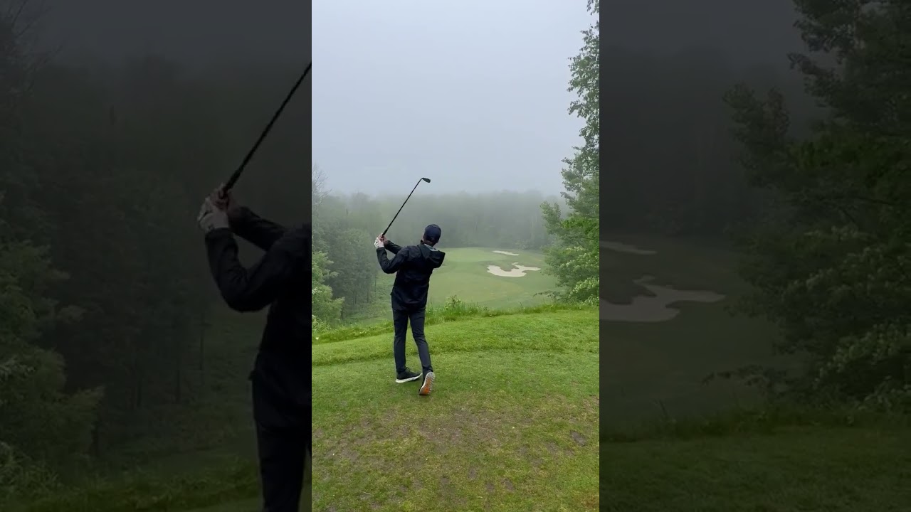 Lora Bay golfing in rain