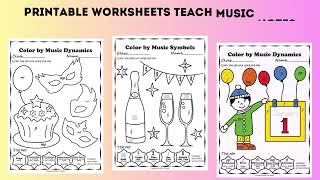 Happy New Year 2025 Music Coloring by Note Worksheets