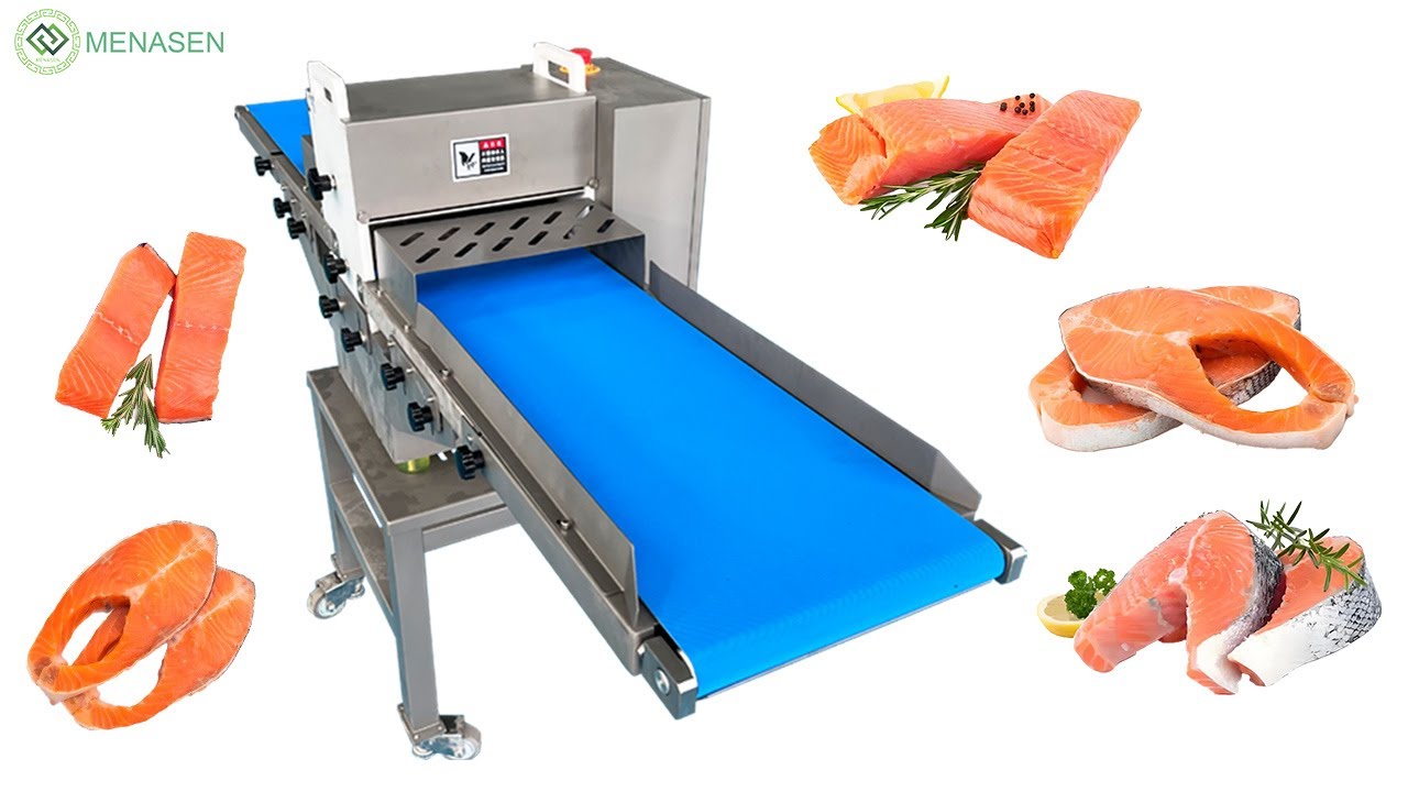 MNS-340 Fish Meat Cutting Machine Operation Vedio| Industrial Salmon Fish Slicing Machine Cutter
