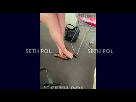 Shoeplay dangling black flats in library (FULL VIDEO IN DESCRIPTIONS)