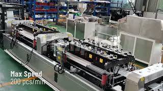 HP-L-2TZP High Speed 2 lanes Three Side Sealing Stand-up Zipper Pouch Doypack Bag Making Machine