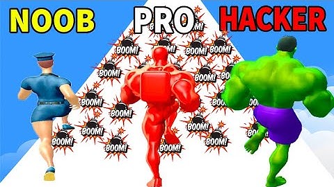 NOOB vs PRO vs HACKER in Muscle Rush   Smash Running Game Gameplay All Levels
