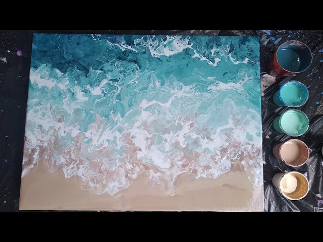 How to Paint a Beach with Acrylic Pouring - Homebody Hall