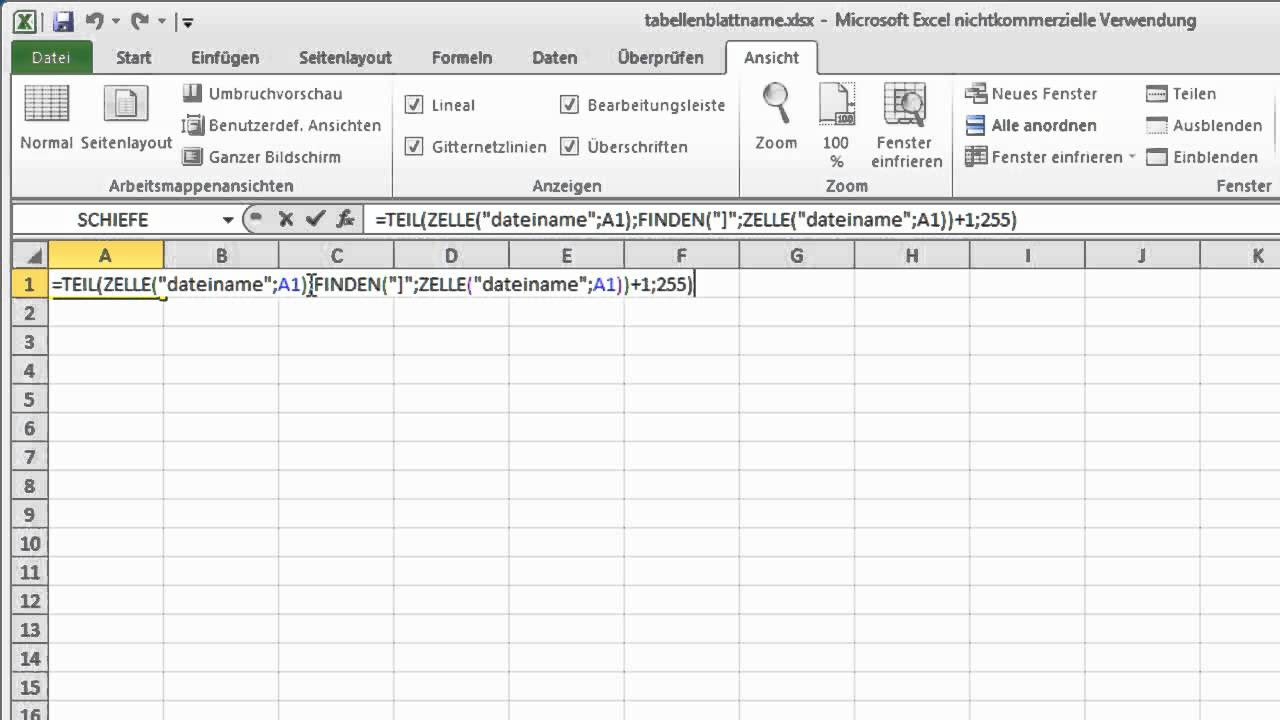  Update Excel 2010: Name des Tabellenblatts auslesen