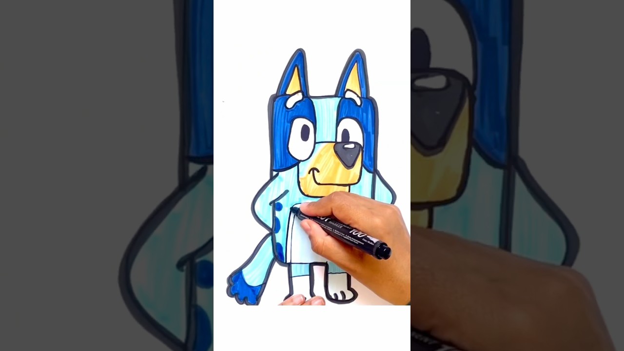 How to draw Bluey.  