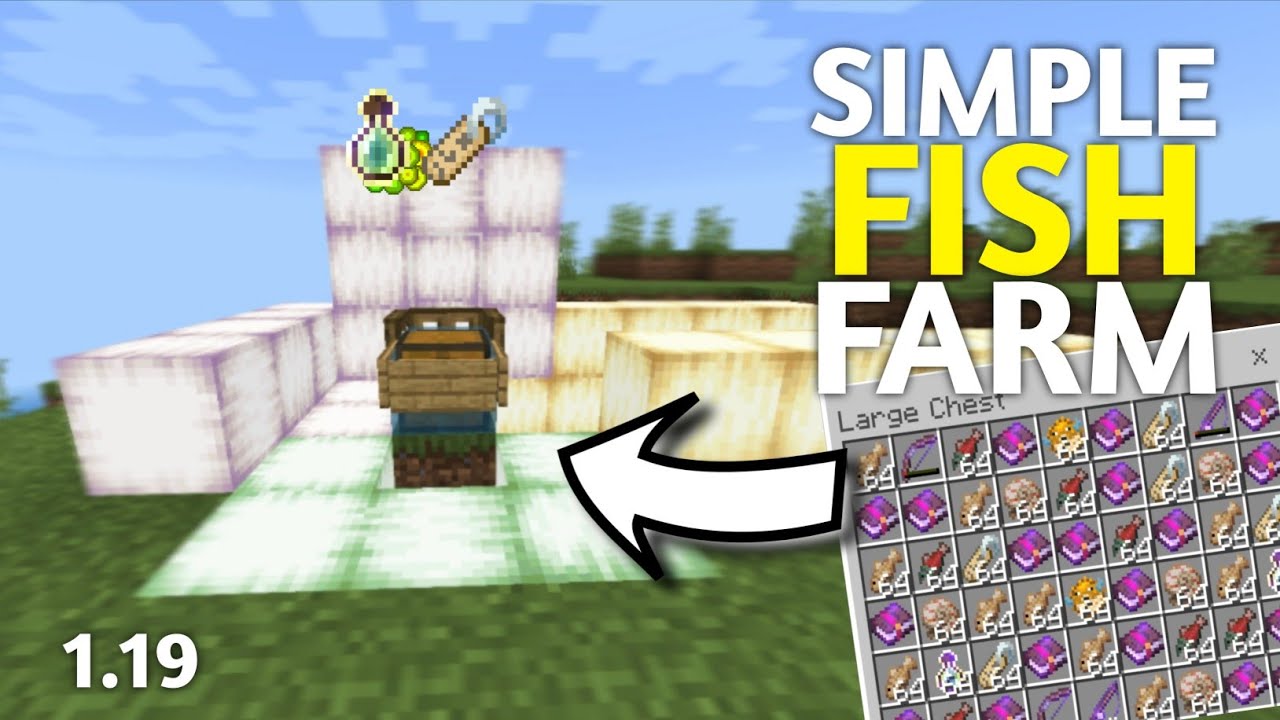 EASIEST 1.19 AUTOMATIC FISH FARM TUTORIAL in Minecraft Bedrock (MCPE