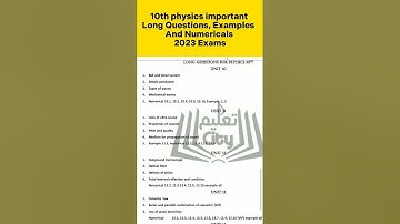 10th physics important long , Examples, Numericals Guess 2023 #shorts