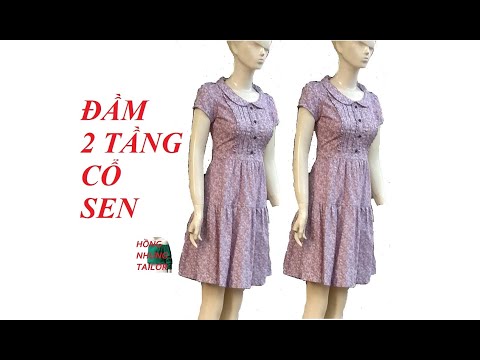 Video day cat may. hướng dẫn cắt đầm xòe xếp dún 2 tầng, cổ... - youtube