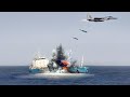 Skilled US Fighter Jet Pilot Drops Scary Bombs & Sinks Massive Ship at Sea During Training